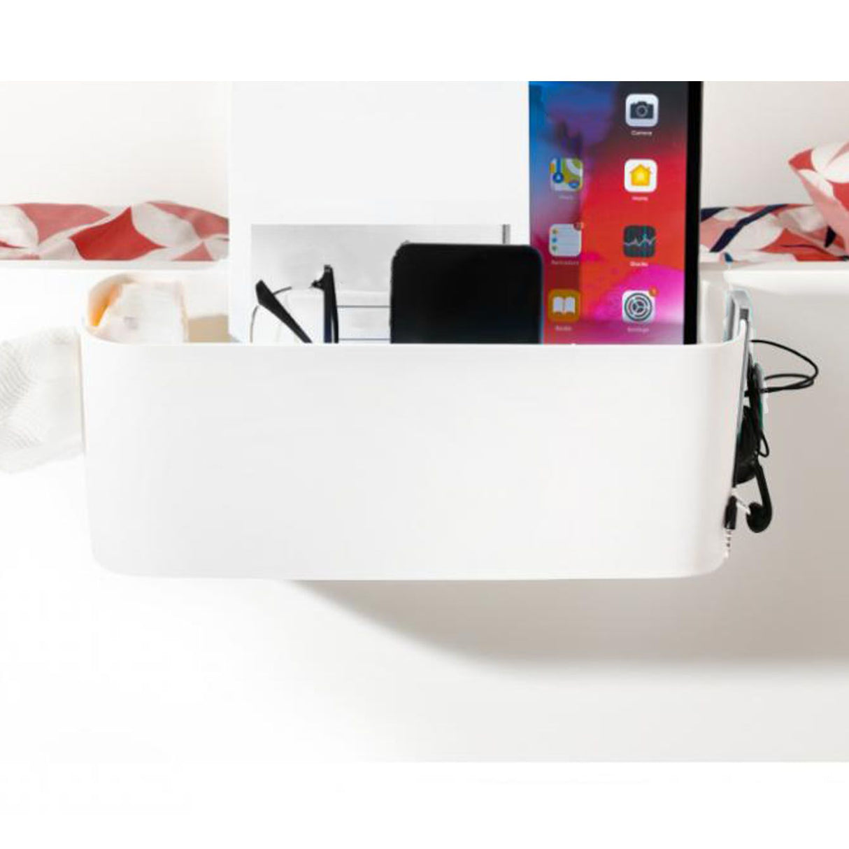 Hanging Storage Container Multifunctional Space Saving Wall Mounted Storage Box Makeup Organizer Tissue Box White