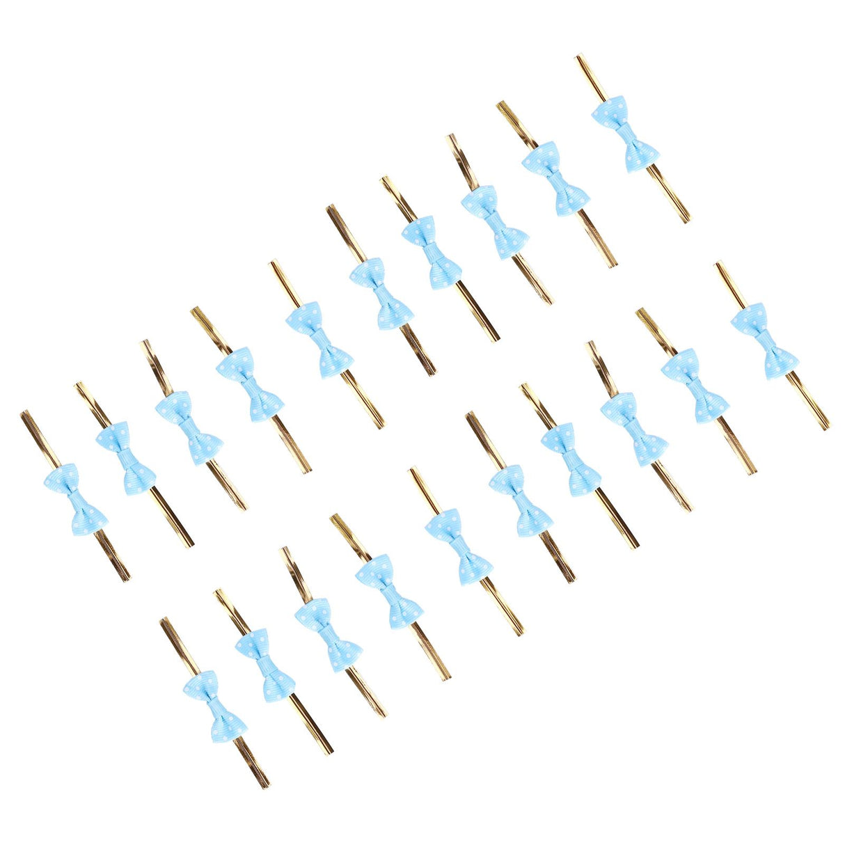 20pcs Bow Knot Twist Ties Biscuits Cookies DIY Baking Bag Ties for Gift Wrapping Weddings PartiesBlue