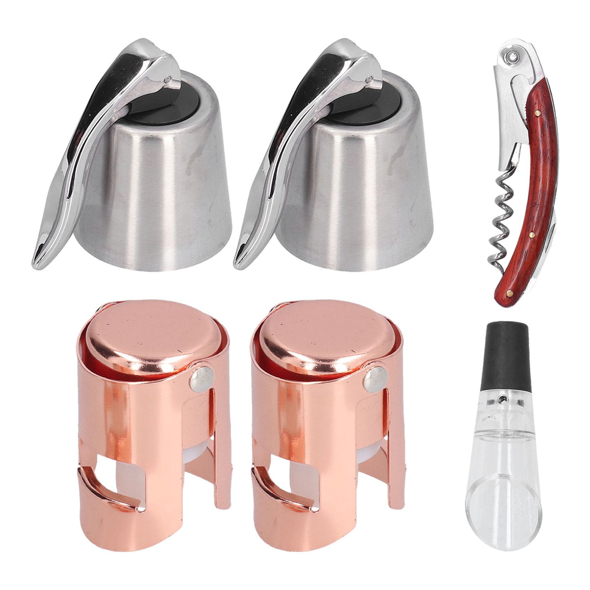 6pcs Wine Tool Kit Champagne Stopper Wine Preservation Cork Wine Bottle Opener for Home Kitchen