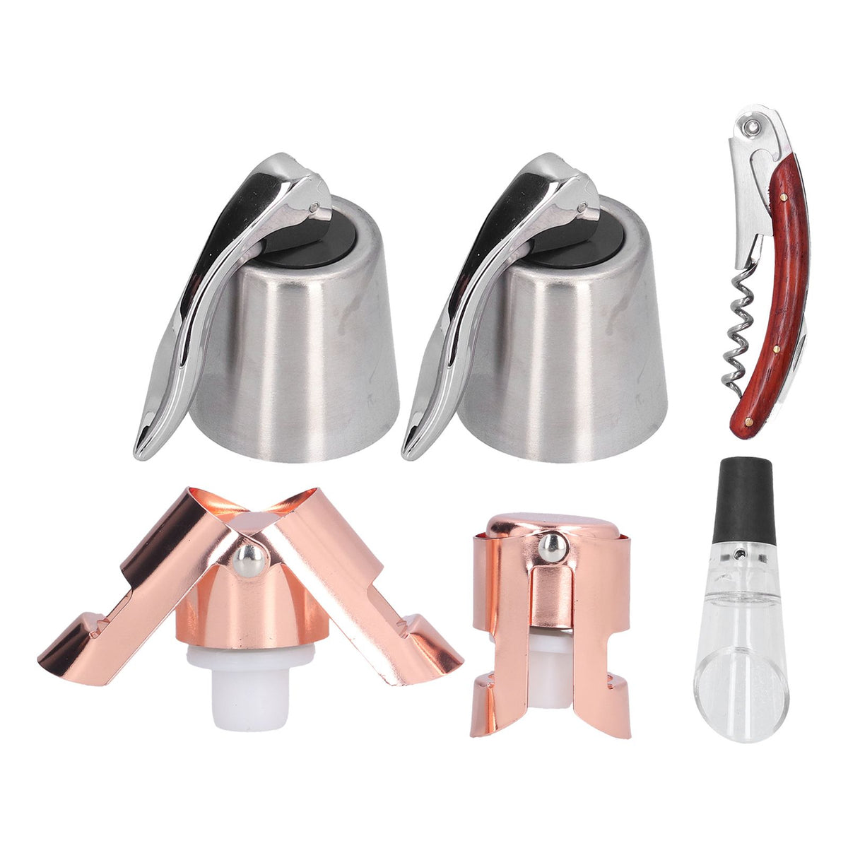 6pcs Wine Tool Kit Champagne Stopper Wine Preservation Cork Wine Bottle Opener for Home Kitchen