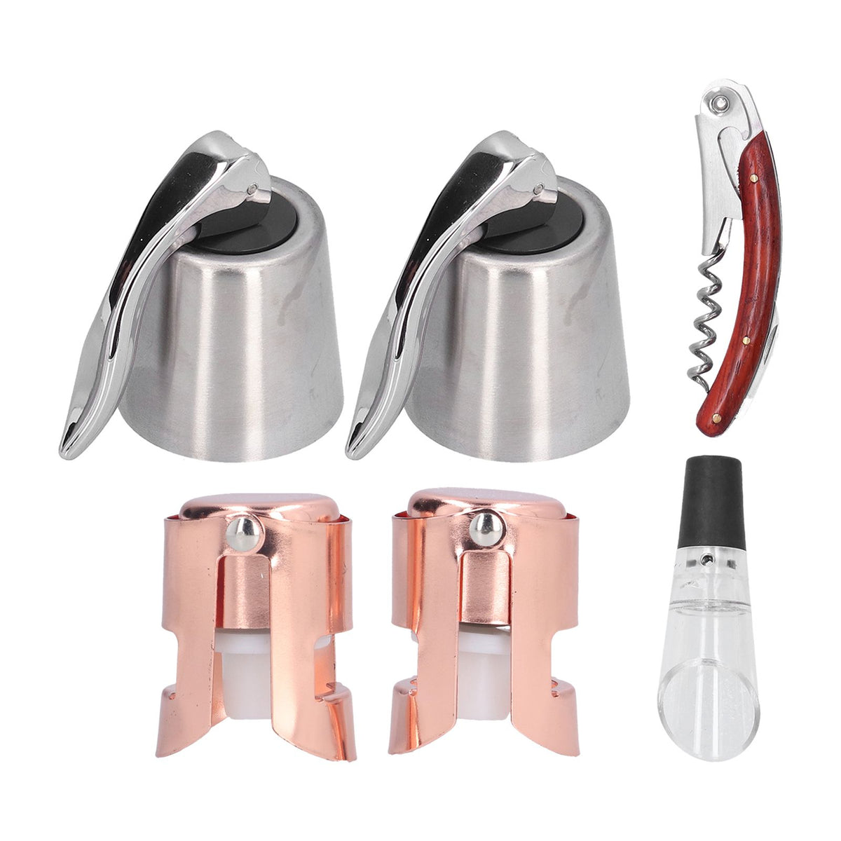6pcs Wine Tool Kit Champagne Stopper Wine Preservation Cork Wine Bottle Opener for Home Kitchen