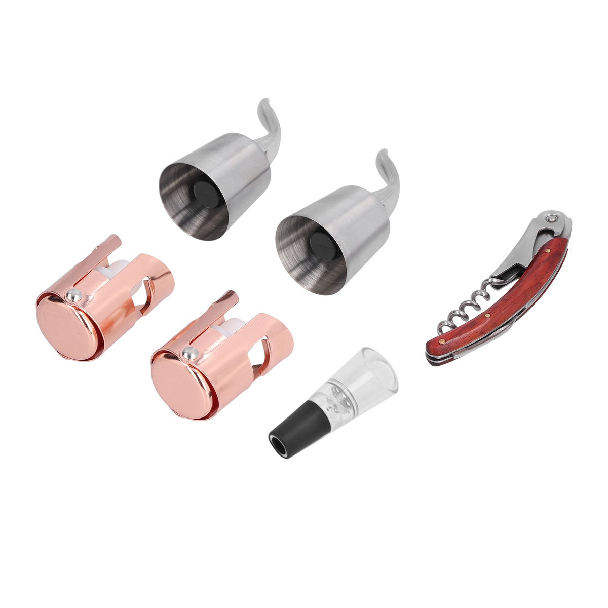 6pcs Wine Tool Kit Champagne Stopper Wine Preservation Cork Wine Bottle Opener for Home Kitchen