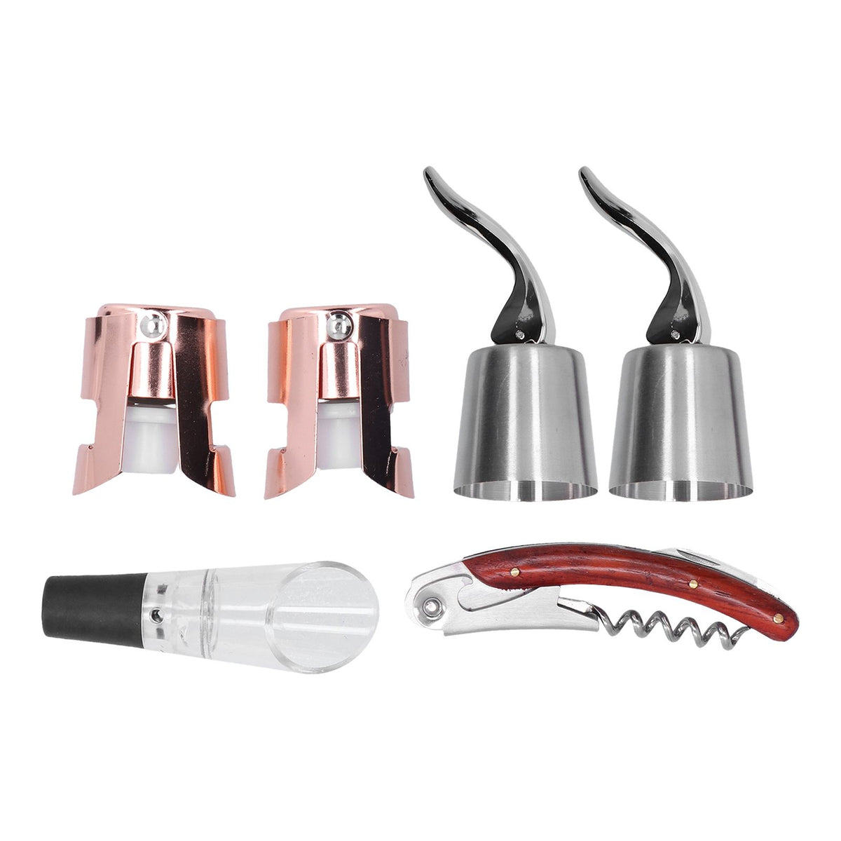 6pcs Wine Tool Kit Champagne Stopper Wine Preservation Cork Wine Bottle Opener for Home Kitchen