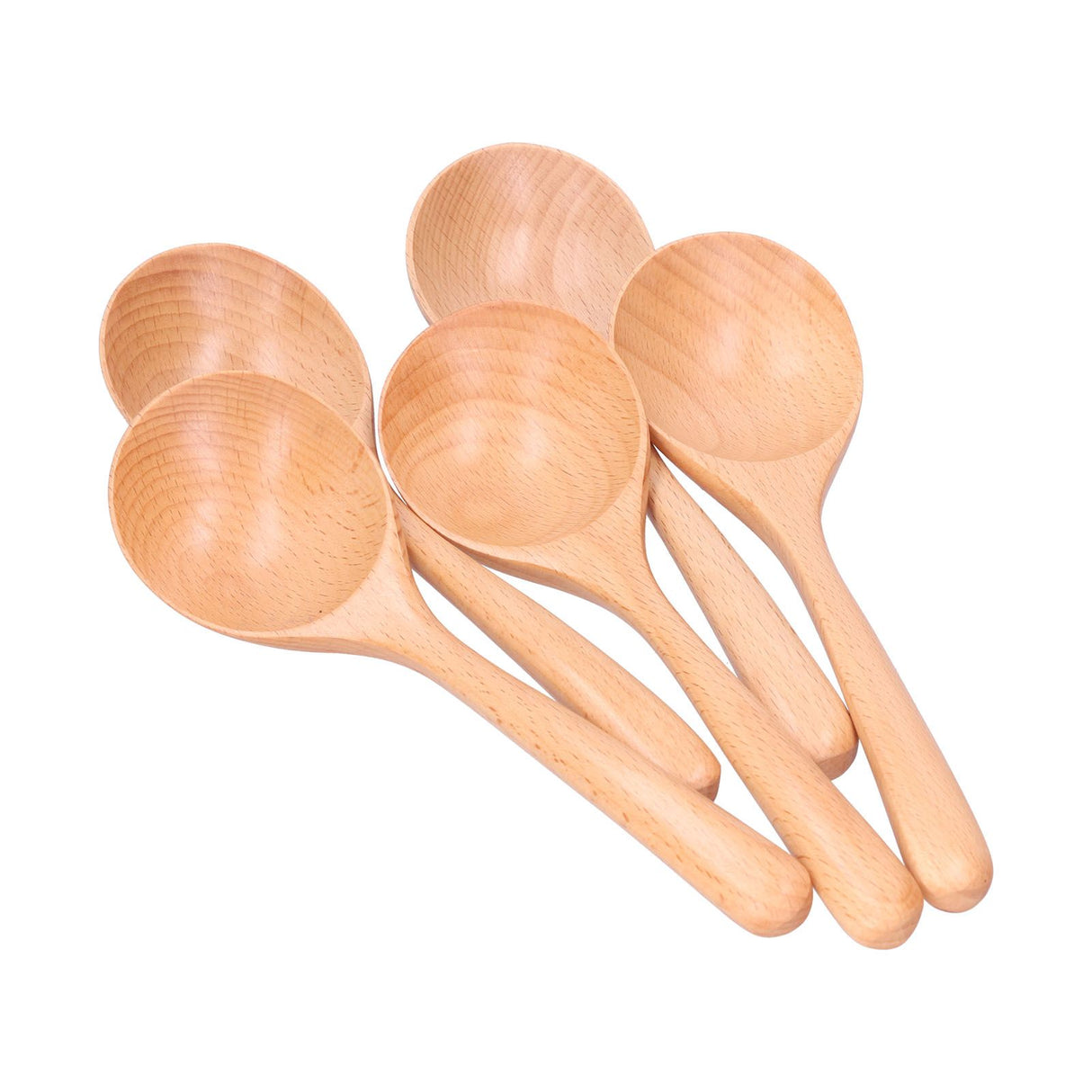 5pcs Wood Spoons Long Handle Wooden Ladle for Mixing Stirring Cooking Utensil ToolLog Color
