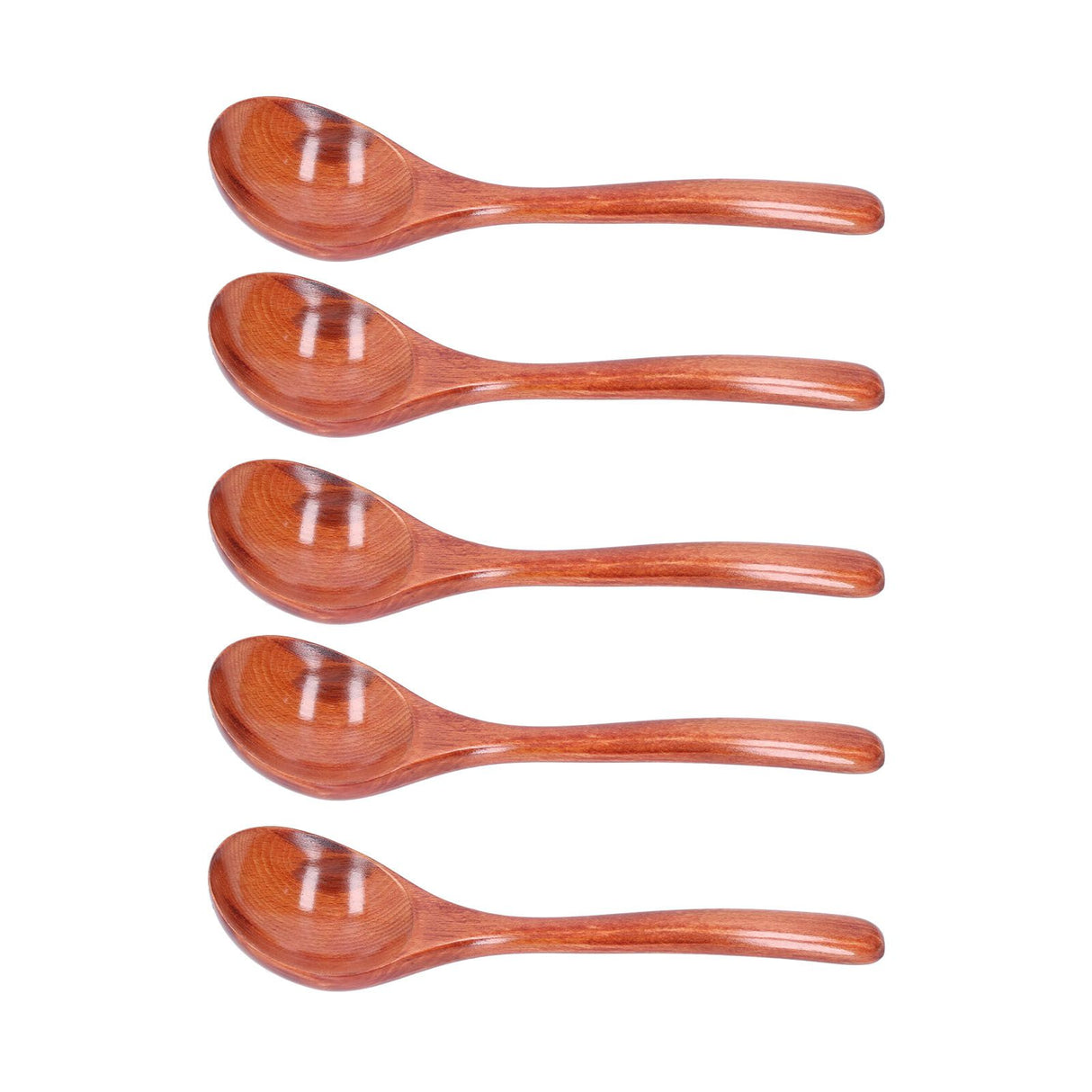 5pcs Wood Spoons Long Handle Wooden Ladle for Mixing Stirring Cooking Utensil ToolDark Color