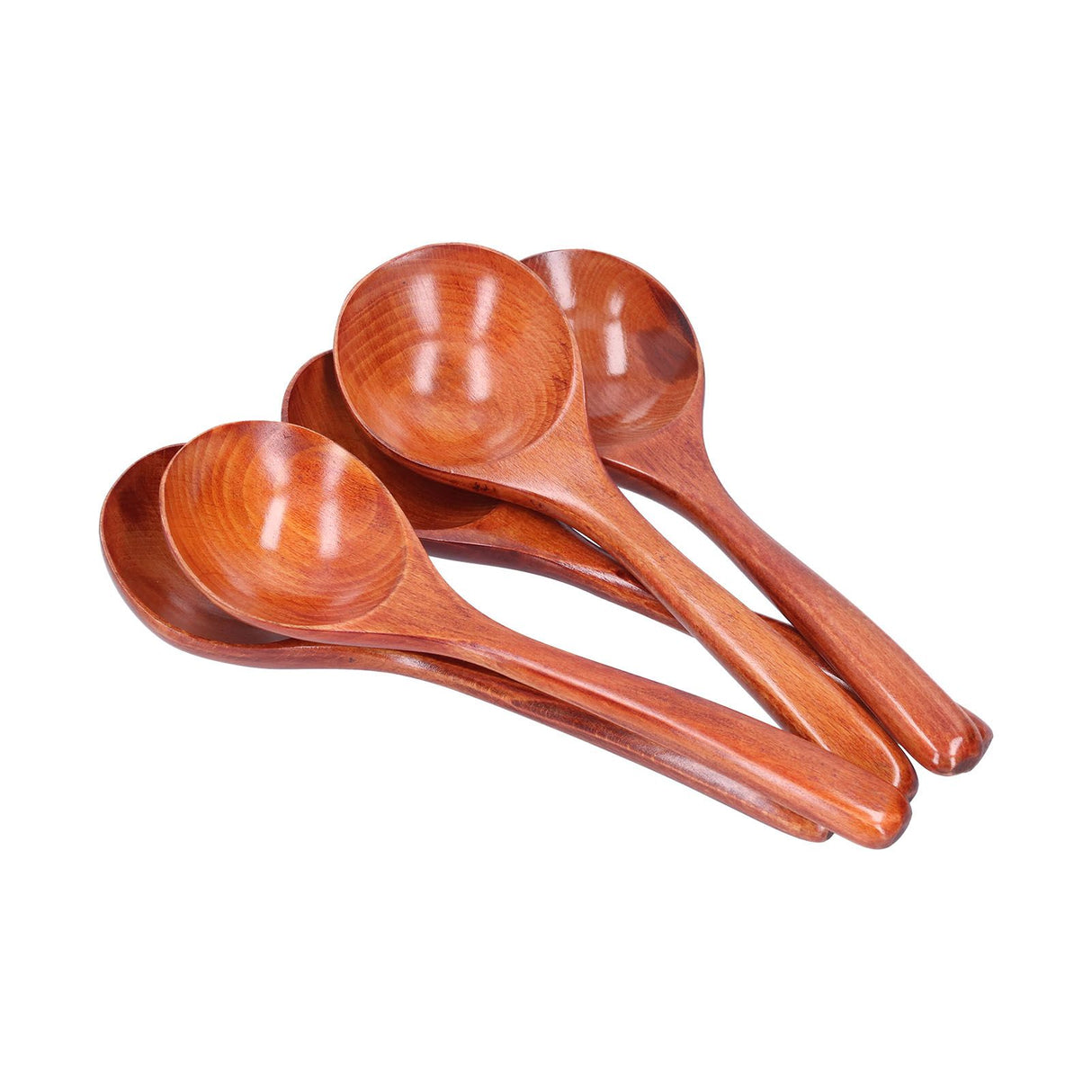 5pcs Wood Spoons Long Handle Wooden Ladle for Mixing Stirring Cooking Utensil ToolDark Color