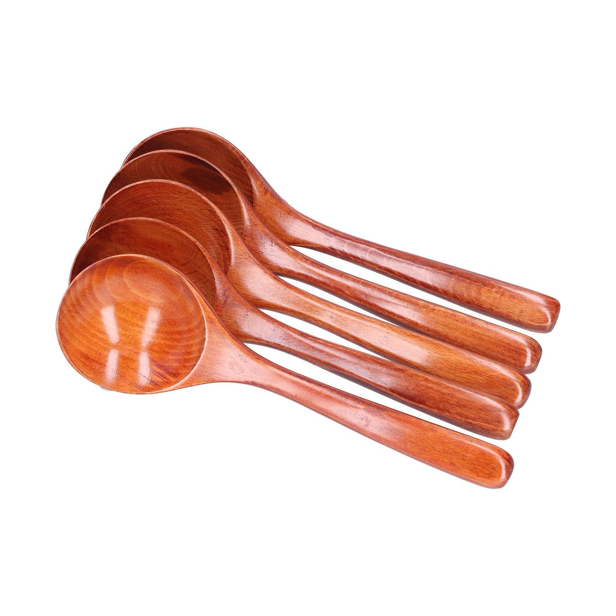 5pcs Wood Spoons Long Handle Wooden Ladle for Mixing Stirring Cooking Utensil ToolDark Color