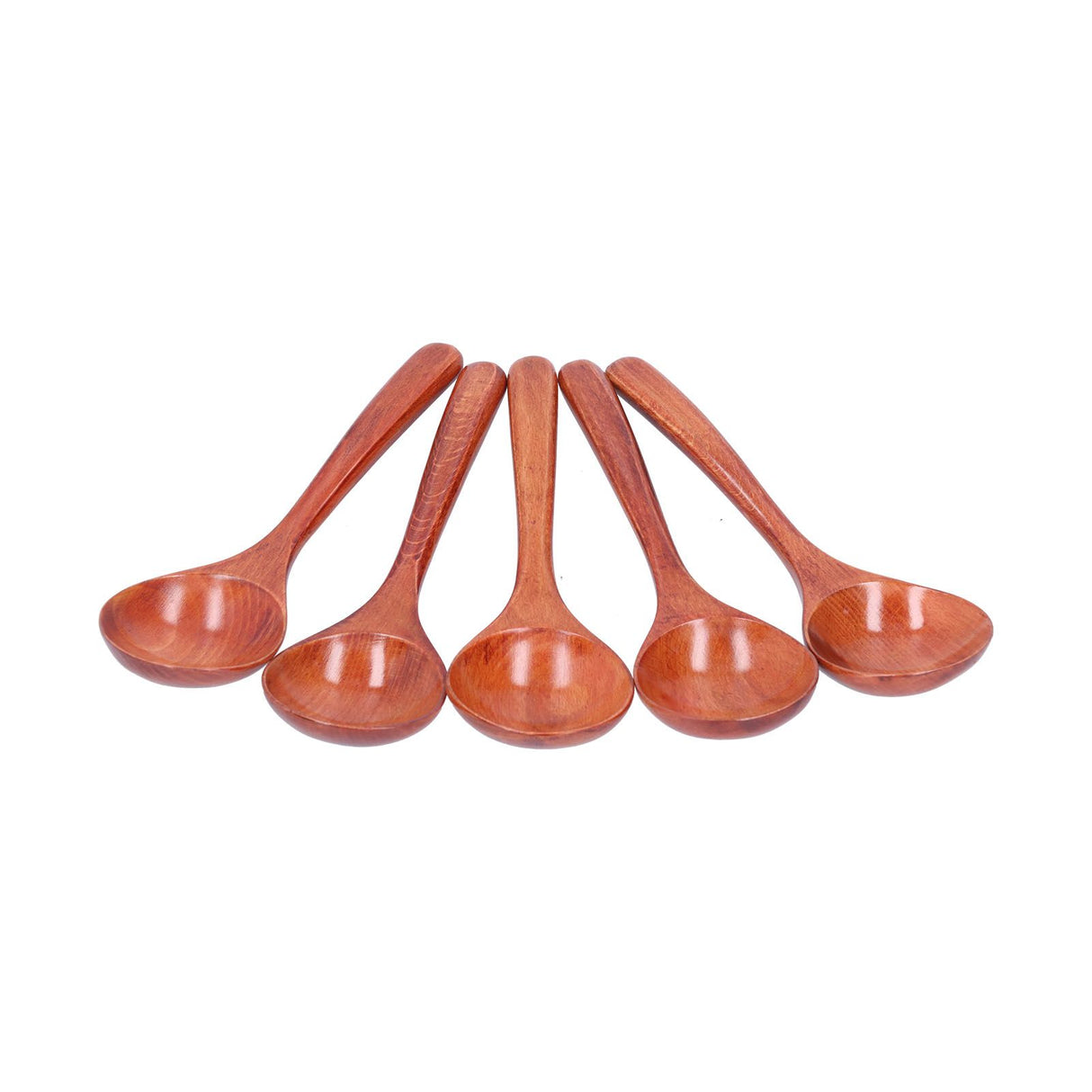 5pcs Wood Spoons Long Handle Wooden Ladle for Mixing Stirring Cooking Utensil ToolDark Color