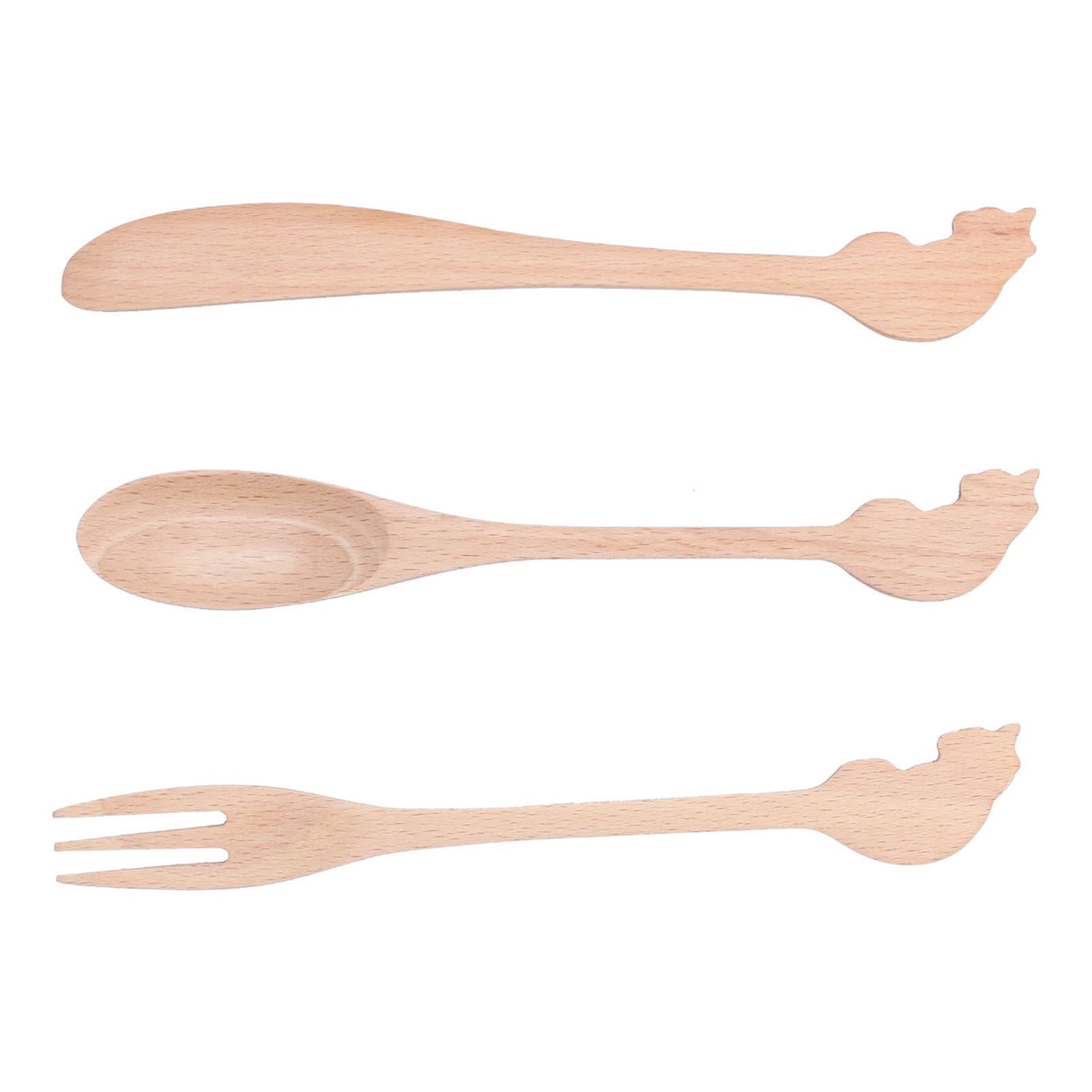 3pcs Wooden Tableware Set Spoon Fork Reusable Hand Made Utensils Portable Soup Spoon for Kitchen Picnic Hotel