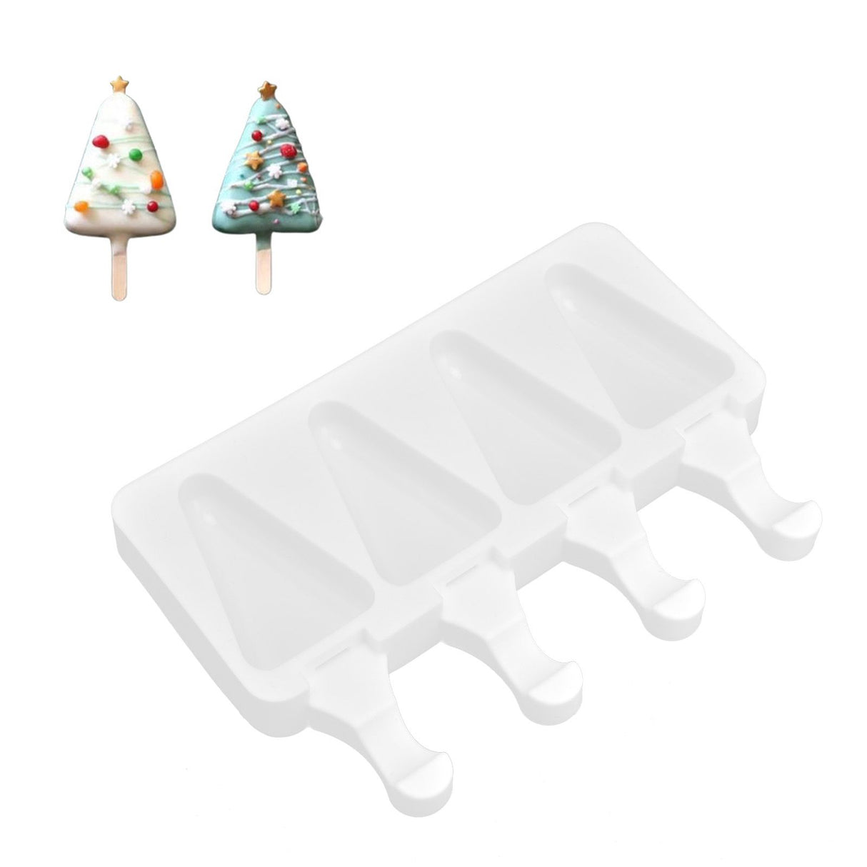 Multi Grid Silicone Ice Bar Mold Heat Resistant Ice Cream Making Mold Kitchen DIY Tool(4Grid Triangular )