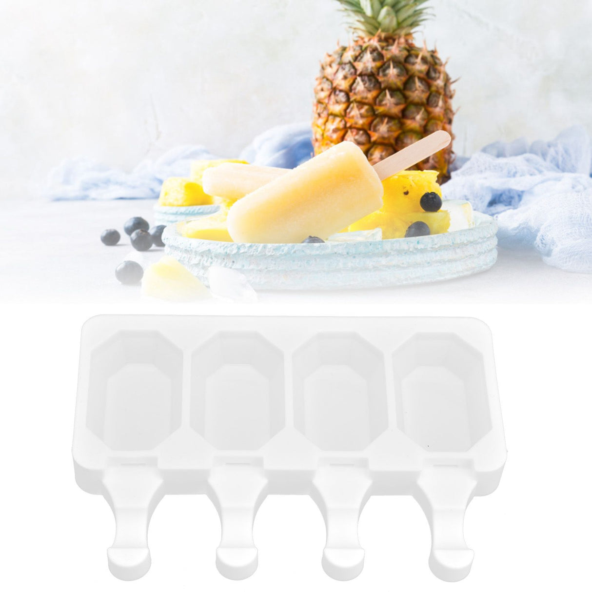 Multi Grid Silicone Ice Bar Mold Heat Resistant Ice Cream Making Mold Kitchen DIY Tool(4Grid Octagonal )