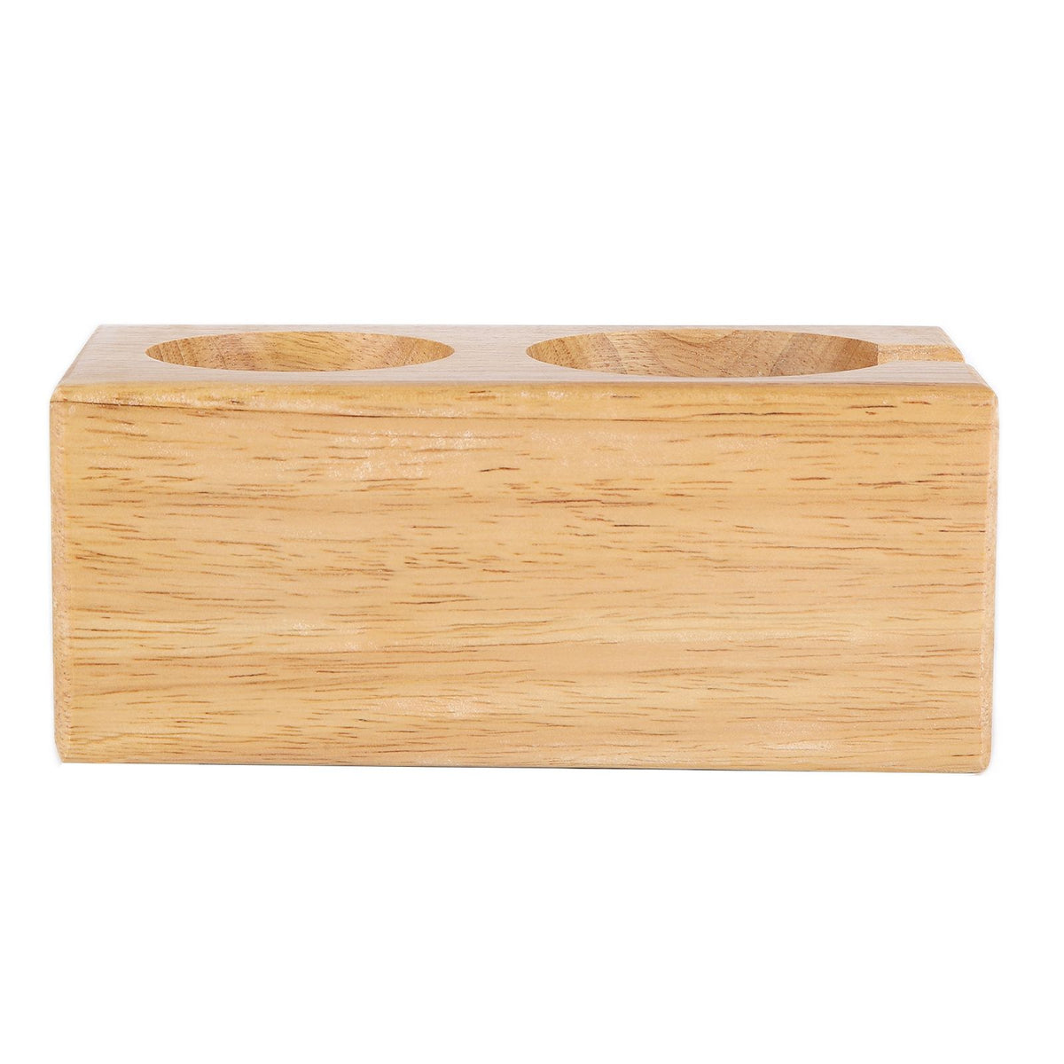 2‑Hole Wooden Tamper Base Natural Wood Color External Durable Tamping Station Handle Stand for Coffee Shop Home