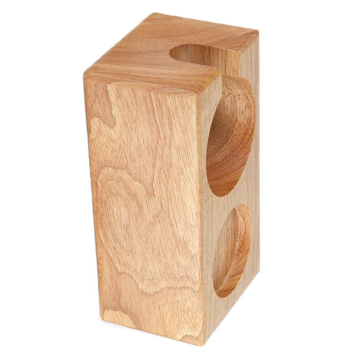 2‑Hole Wooden Tamper Base Natural Wood Color External Durable Tamping Station Handle Stand for Coffee Shop Home