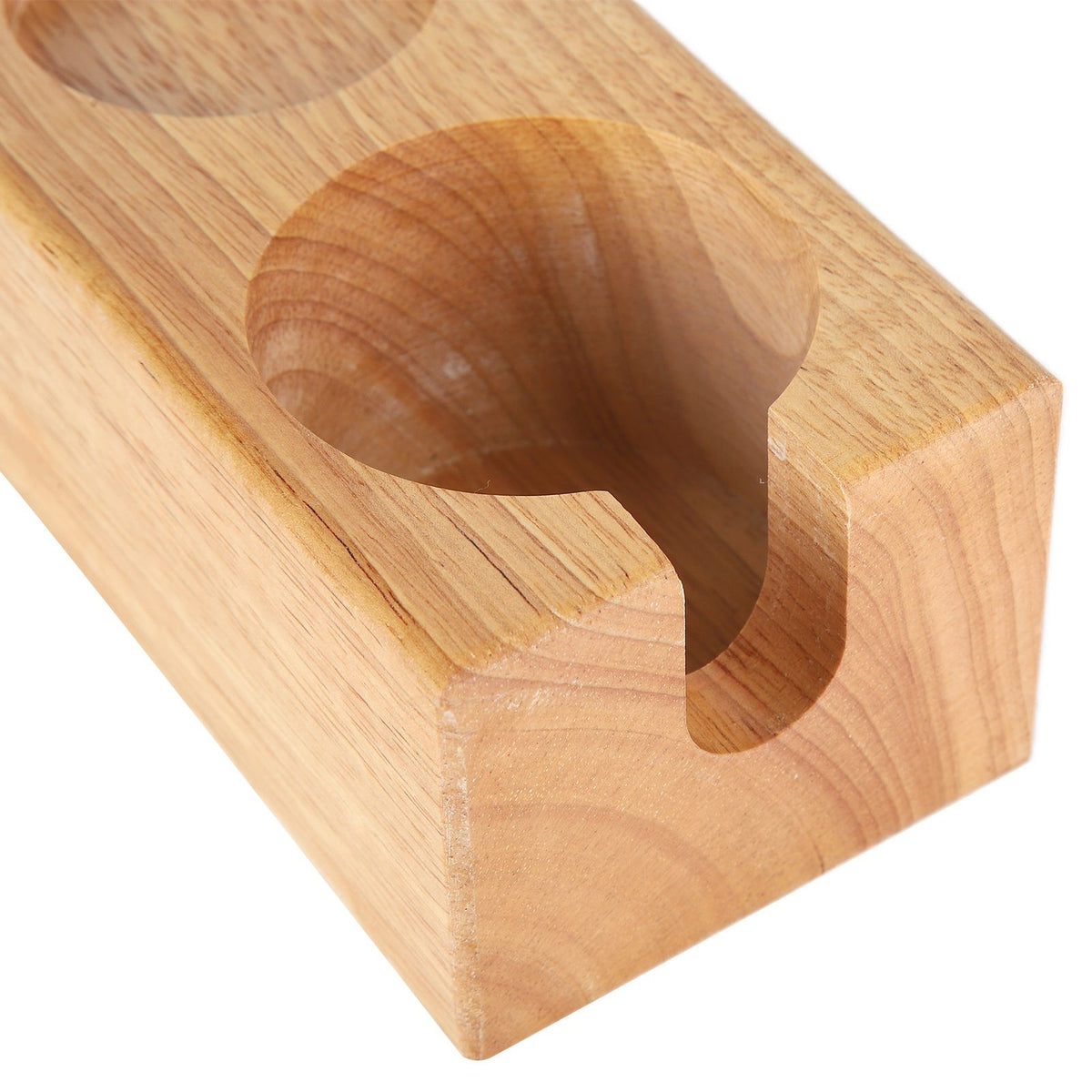 2‑Hole Wooden Tamper Base Natural Wood Color External Durable Tamping Station Handle Stand for Coffee Shop Home