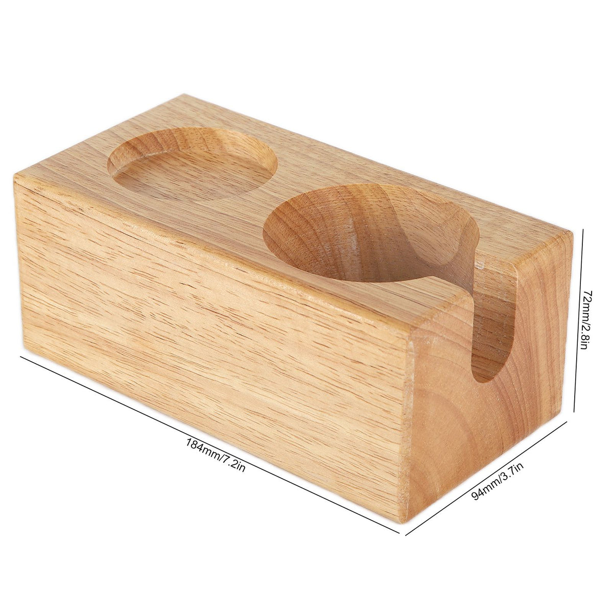 2‑Hole Wooden Tamper Base Natural Wood Color External Durable Tamping Station Handle Stand for Coffee Shop Home