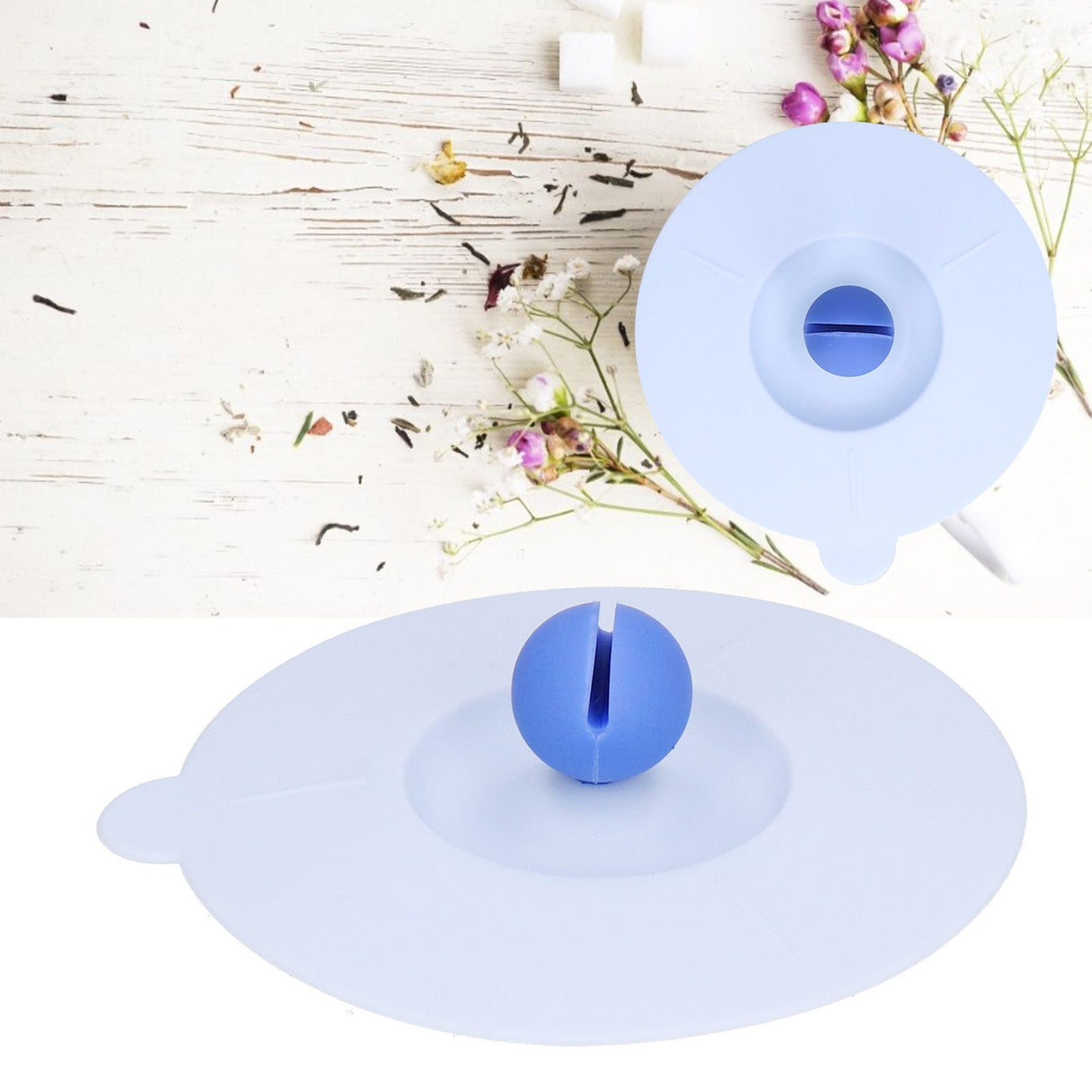 Dustproof Mug Covers Cartoon Silicone Cup Lid for Beverage Cup Sealing AccessoriesLight Blue