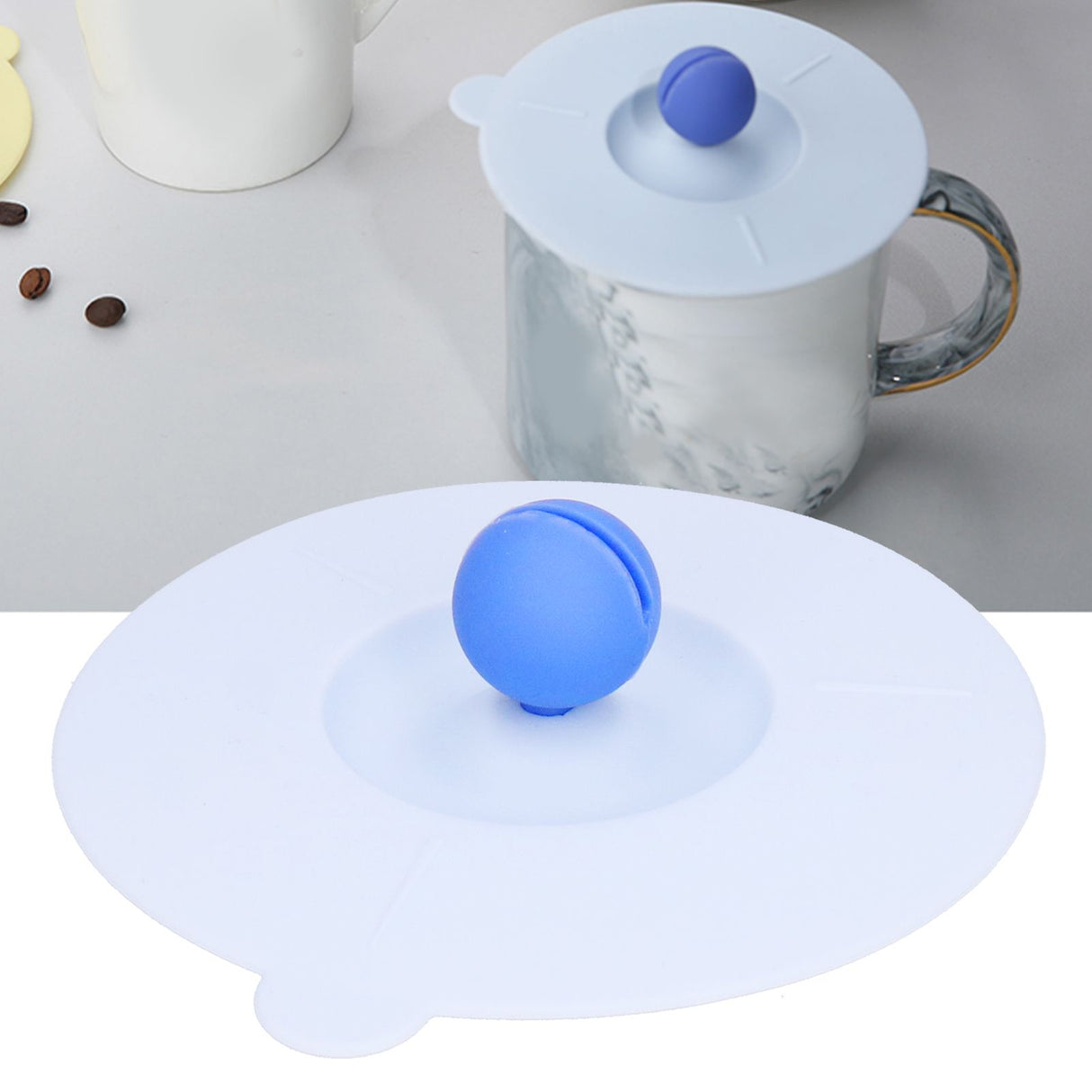 Dustproof Mug Covers Cartoon Silicone Cup Lid for Beverage Cup Sealing AccessoriesLight Blue