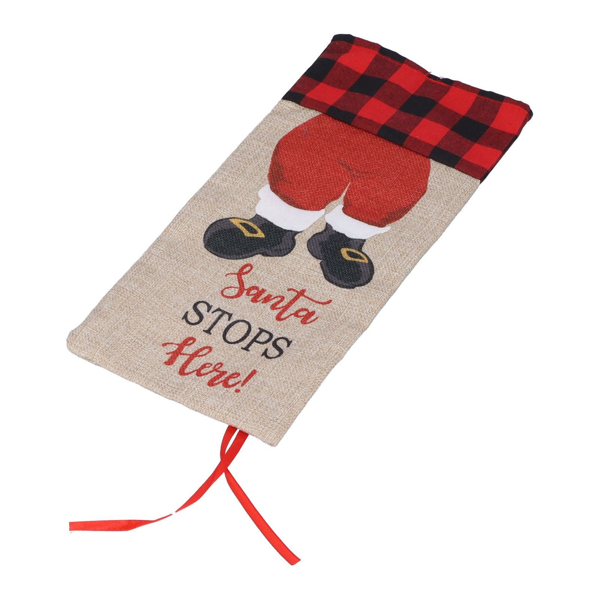 Christmas Santa Grid Design Champagne Bottle Cover Bag Sleeve Christmas Gifts for PartyRed Black Grid