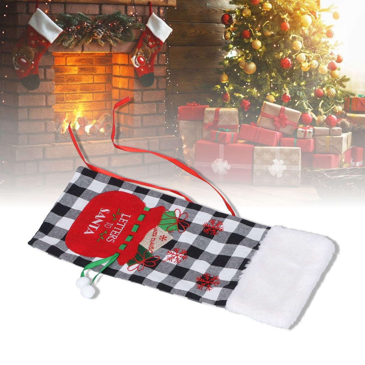 Square Grid Design Wine Bottle Cover Wine Bottle Sweater Bag for Home Christmas Party Home BarBlack White Grid
