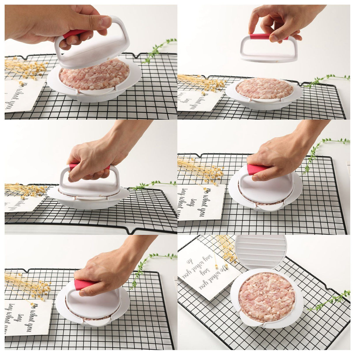 Non Stick Burger Pressing Mold DIY Hamburger Patty Maker Rice Ball Mold for Kitchen Use