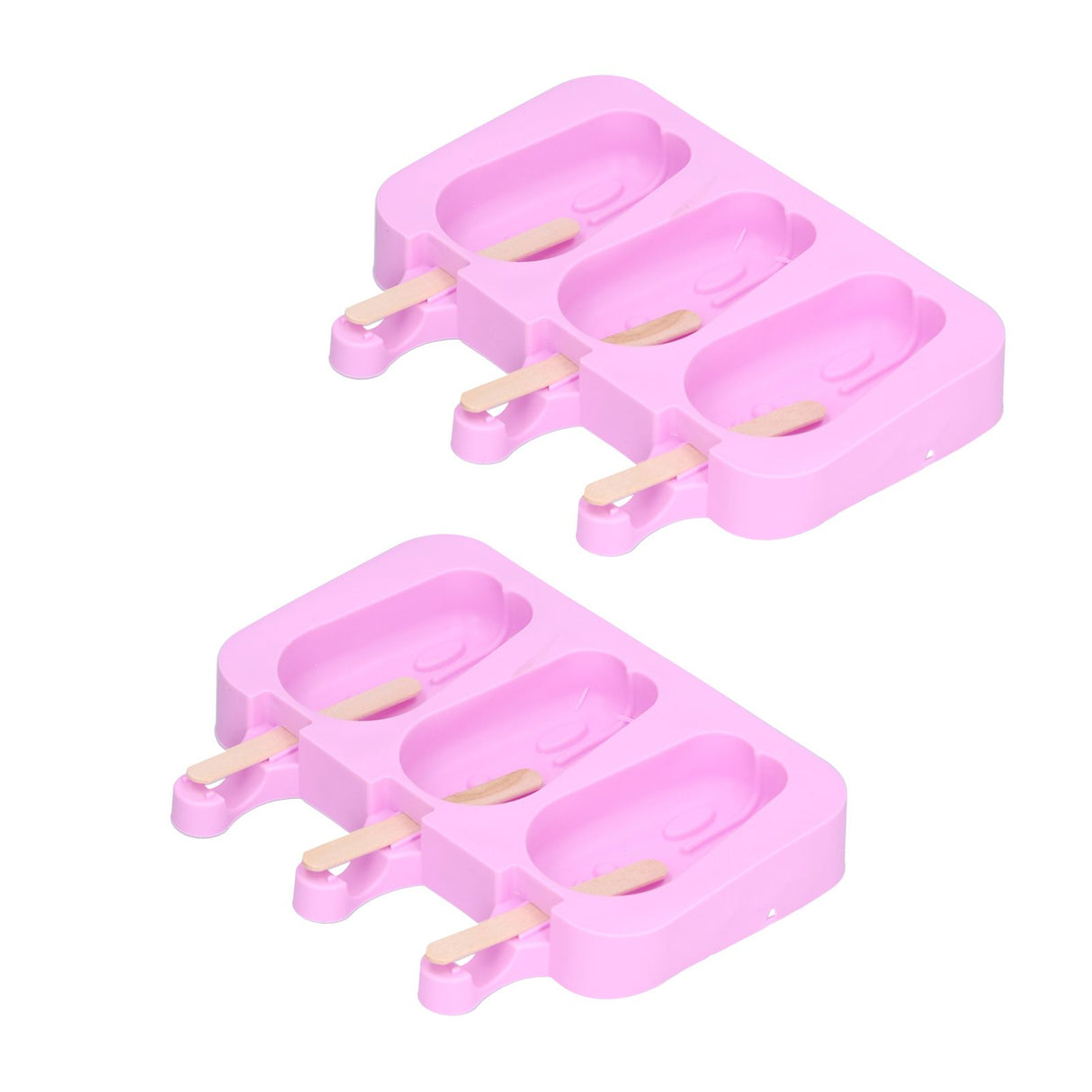 2Pcs 3 Grid Silicone Ice Cream Mold with Lid Rabbit Shaped Mold for Summer Home Kitchen