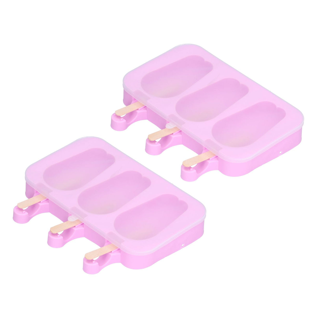 2Pcs 3 Grid Silicone Ice Cream Mold with Lid Rabbit Shaped Mold for Summer Home Kitchen