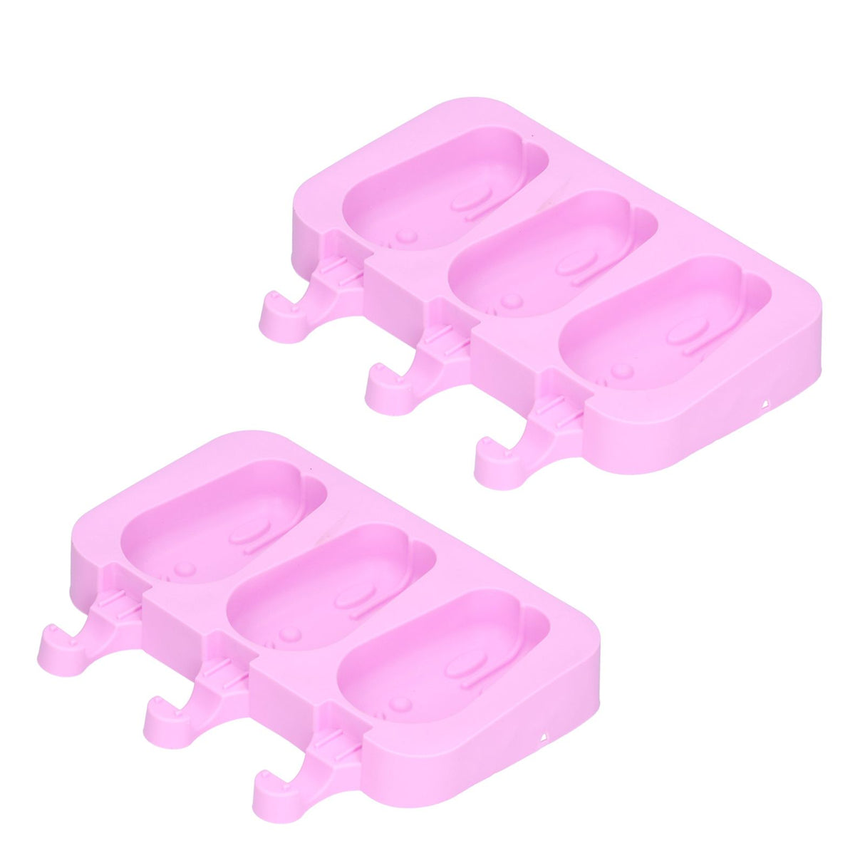 2Pcs 3 Grid Silicone Ice Cream Mold with Lid Rabbit Shaped Mold for Summer Home Kitchen