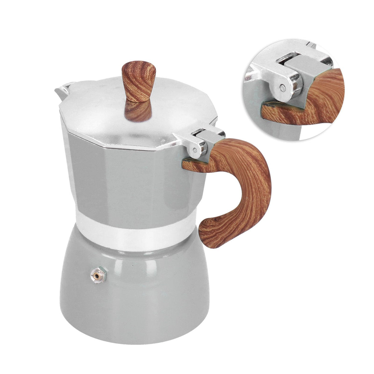 150ML Practical Aluminum Coffee Maker Octagonal Moka Coffee Pot for Home Office Kitchen ApplianceSilver
