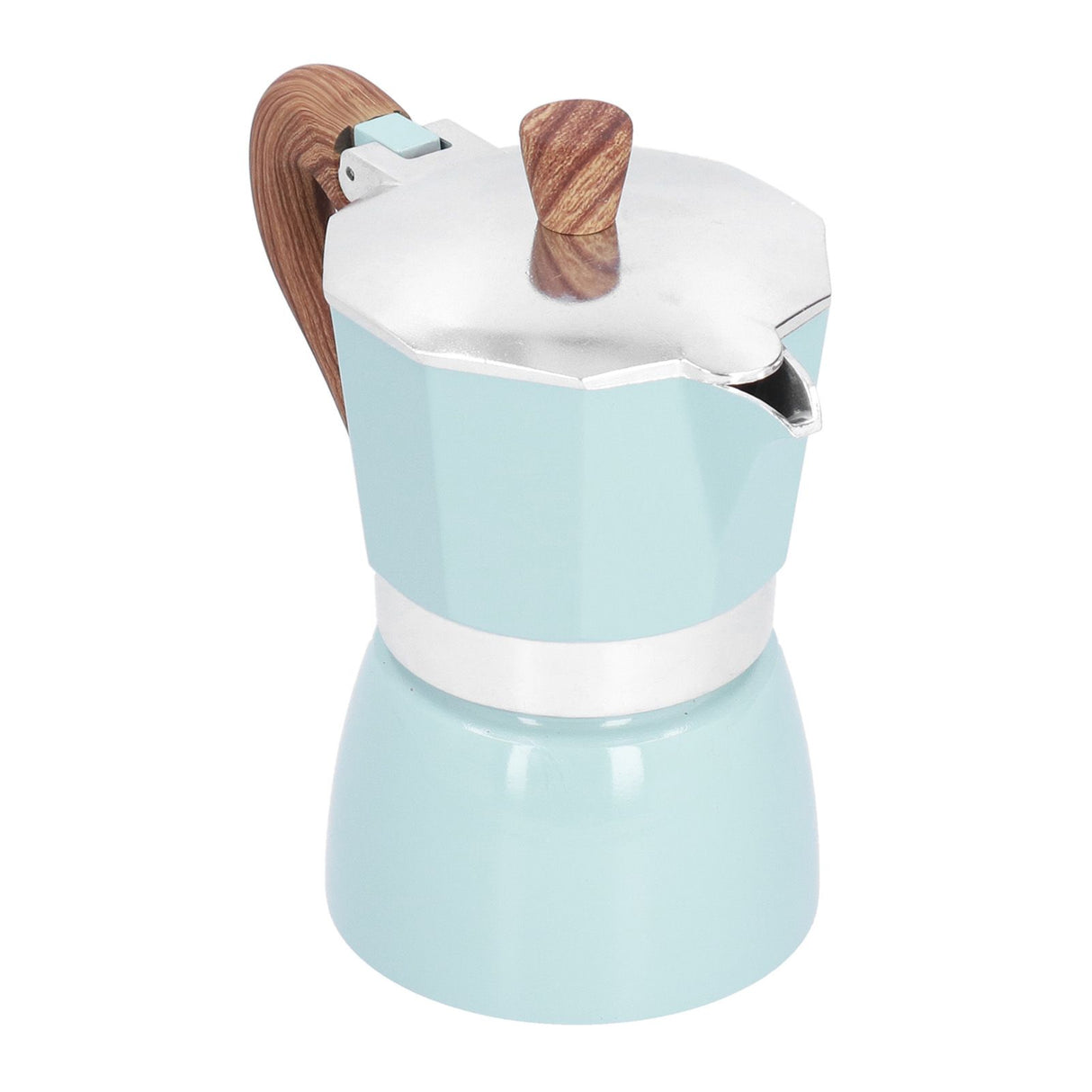 150ML Practical Aluminum Coffee Maker Octagonal Moka Coffee Pot for Home Office Kitchen ApplianceLake Blue