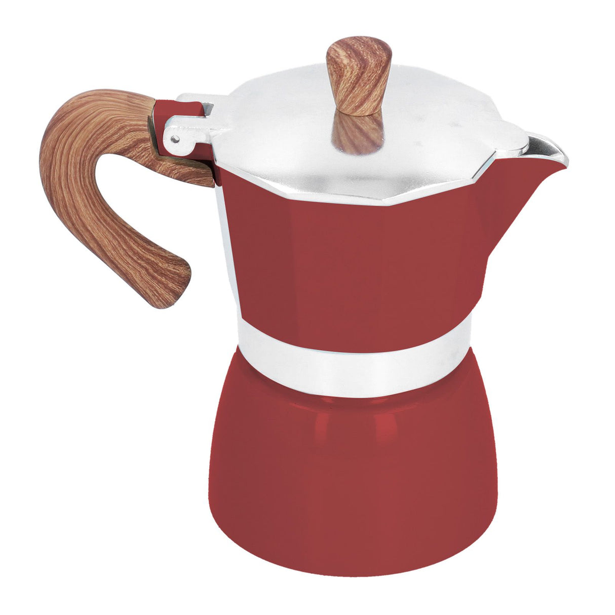 150ML Practical Aluminum Coffee Maker Octagonal Moka Coffee Pot for Home Office Kitchen ApplianceRed