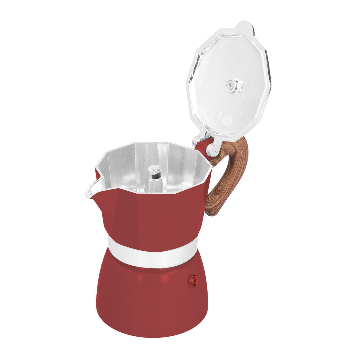 150ML Practical Aluminum Coffee Maker Octagonal Moka Coffee Pot for Home Office Kitchen ApplianceRed