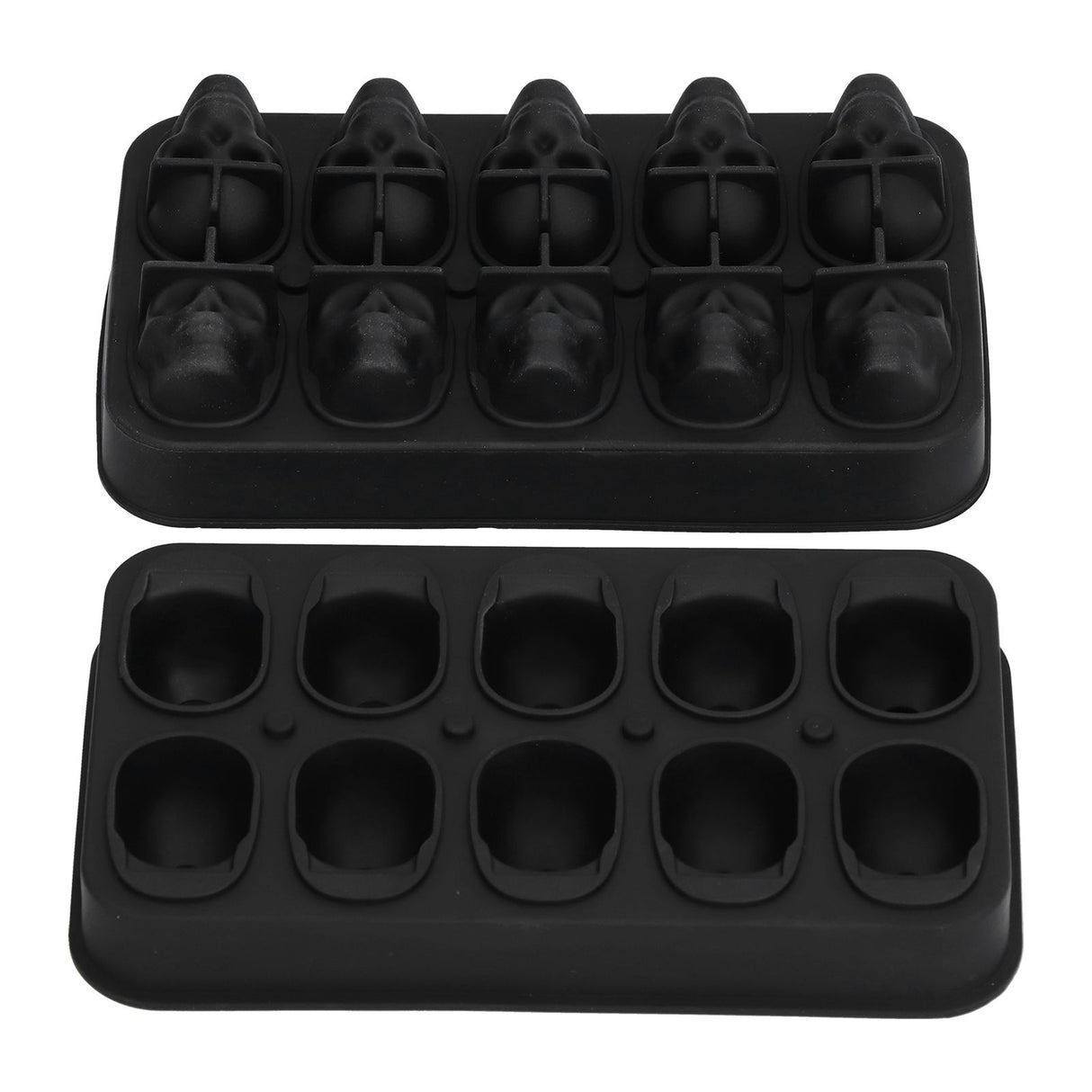 10 Grids Ice Cube Mold Silicone Black Professional Skull Ice Cube Mold for Halloween Home Bar