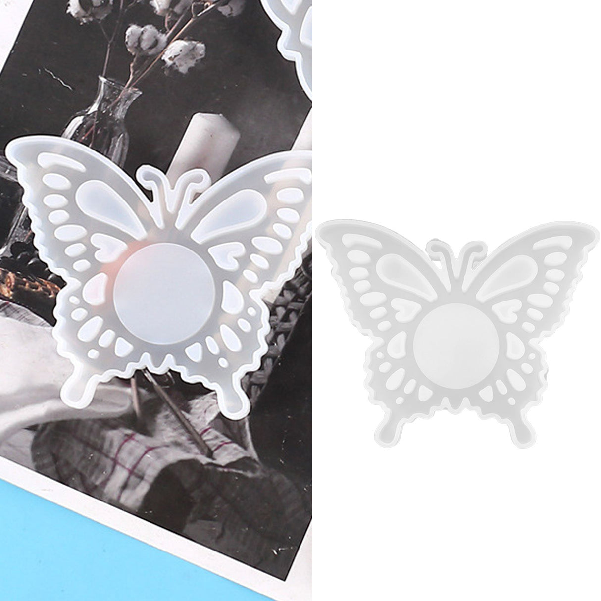 DIY Crystal Epoxy Resin Mold Innovative Shaped Mirror Silicone Candle Holder Mold for BakeryButterfly Mold 60‑735