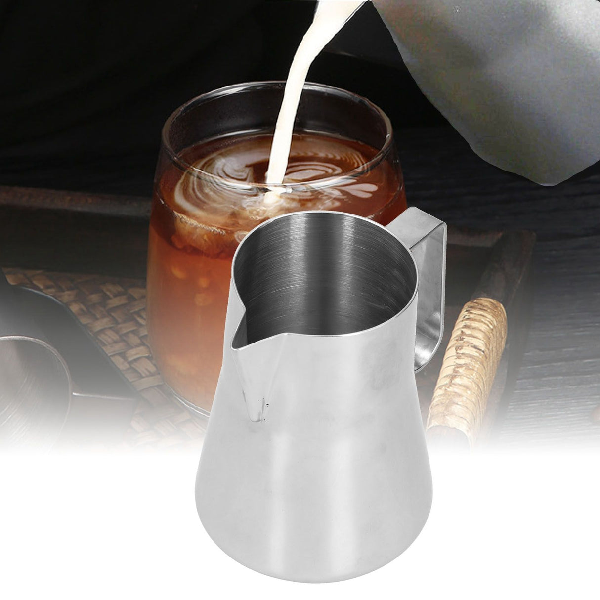 Stainless Steel Milk Frothing Pitcher Comfortable Unique Beautiful Fancy Coffee Cup Garland Pot600ml Stainless Steel
