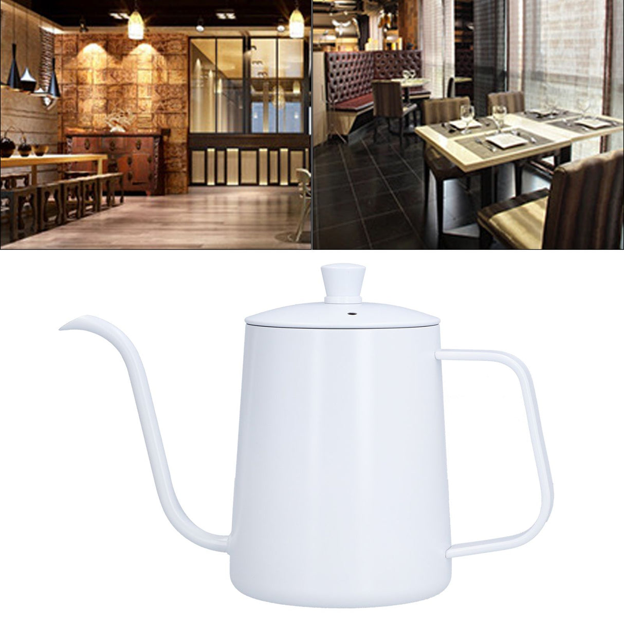Coffee Kettle Stainless Steel Mini Portable White Thin Mouth Pour Over Kettle for Travelling Camping Tea Coffee