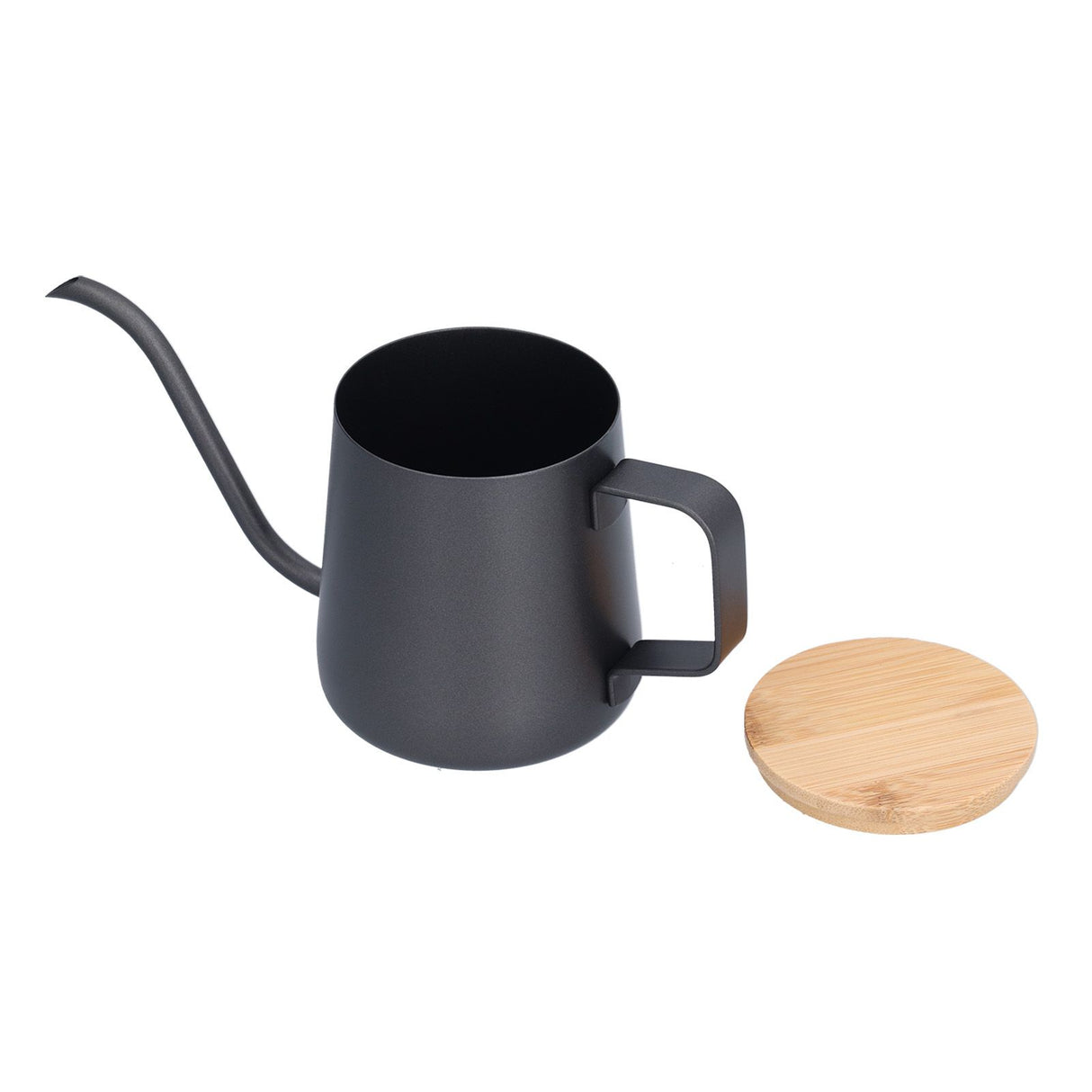 350ml Stainless Steel Coffee Pot Long Narrow Spout Manual Coffee Making Kettle with Bamboo Lid