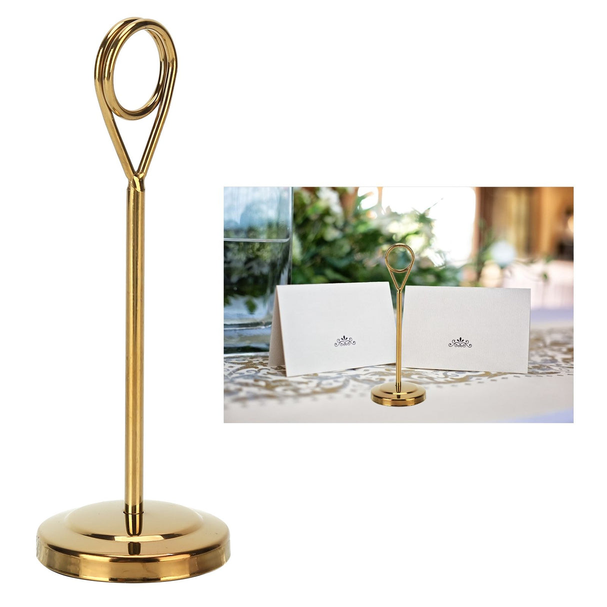 Table Number Holder Stainless Steel Durable Fade Resistant Lightweight Picture Clip for Hotel Restaurant15.5cm Gold