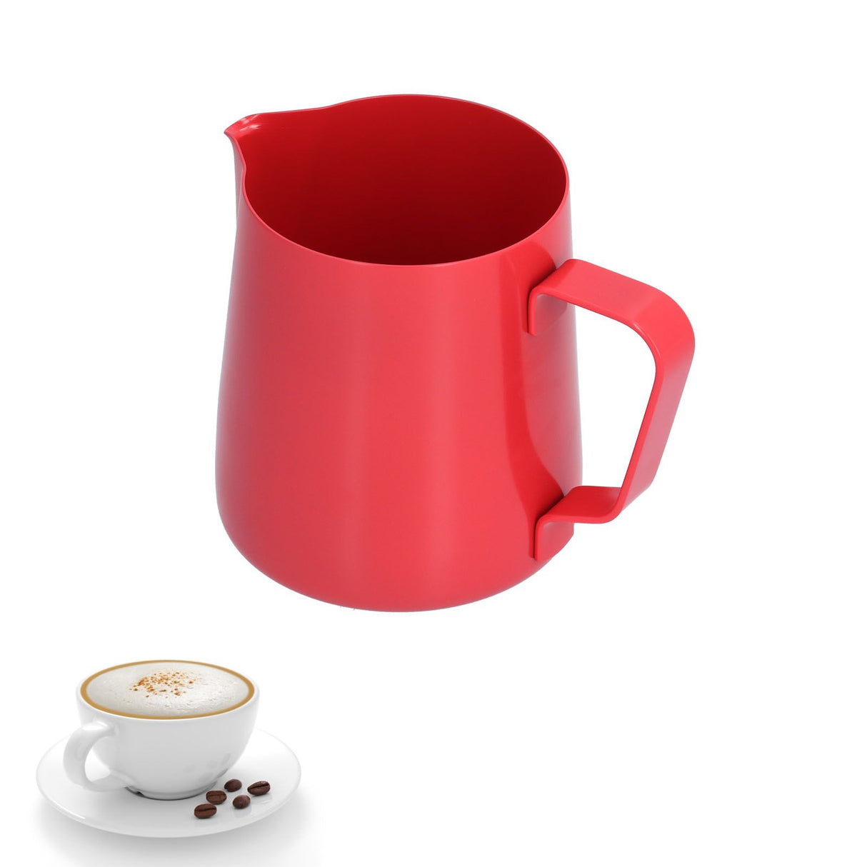 400ml PTFE Pointed Mouth Milk Frothing Jug Stainless Steel Coffee Jug for Home KitchenRed