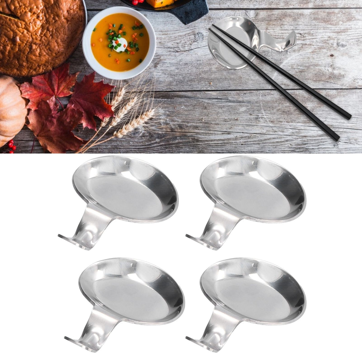 4Pcs Spoon Holder Stainless Steel 2 Purpose Compact Durable Chopsticks Rest Holder for Home Restaurants
