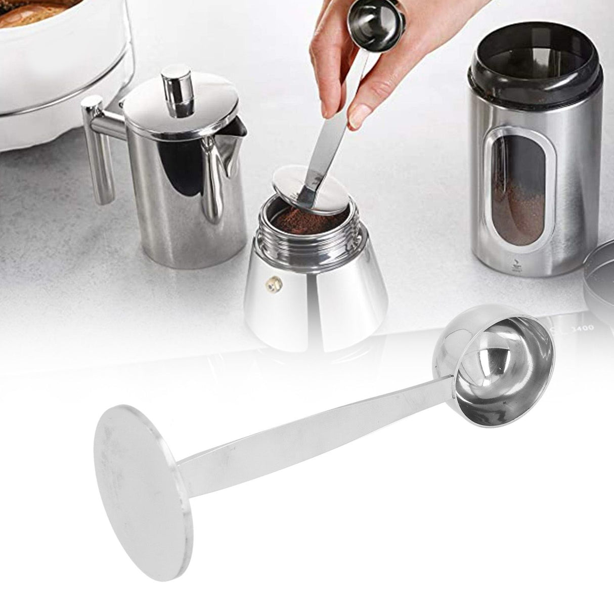 Stainless Steel Coffee Tamper Spoon Coffee Bean Scoop Double End 2 in 1 Coffee Powder Spoon