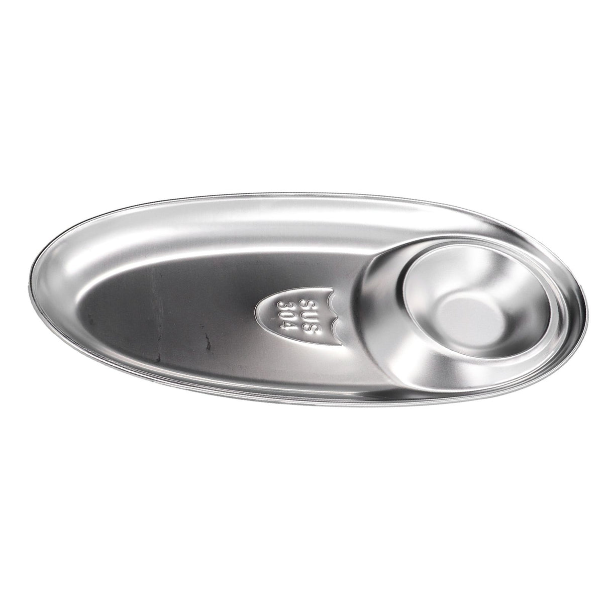 304 Stainless Steel Snack Plate Silver Oval Divided Spice Dish for Home Outdoor CampingL