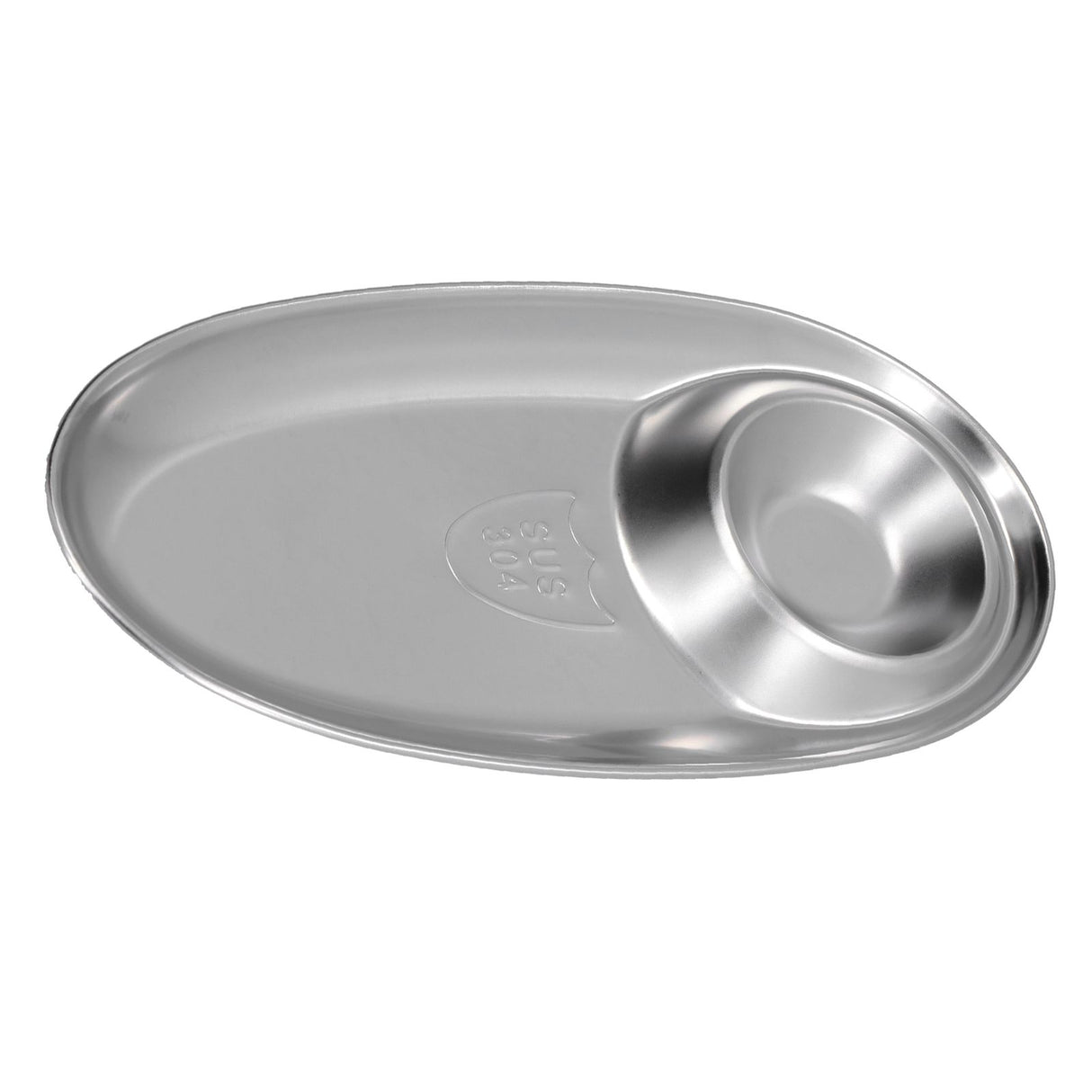 304 Stainless Steel Snack Plate Silver Oval Divided Spice Dish for Home Outdoor CampingS