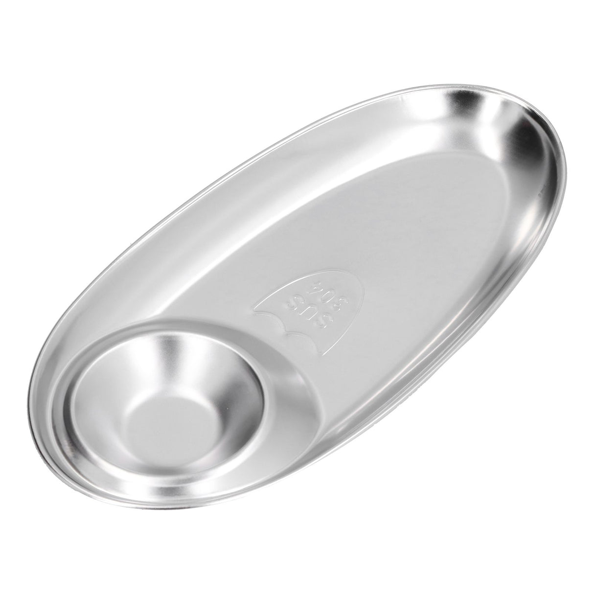304 Stainless Steel Snack Plate Silver Oval Divided Spice Dish for Home Outdoor CampingS