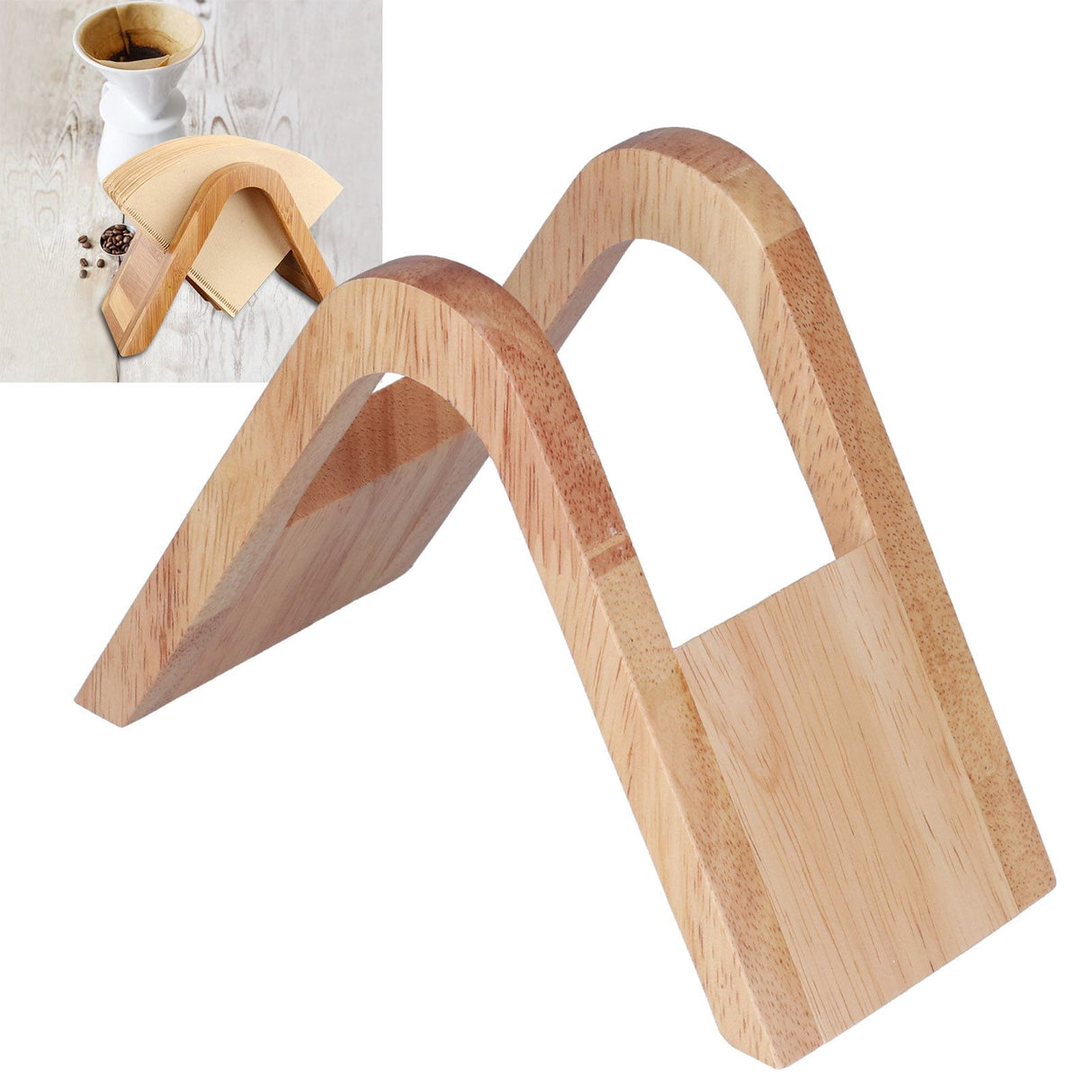 Coffee Filter Holder Bamboo Cone Coffee Filter Paper Container Rack Stand for Home Kitchen Bar Cafes