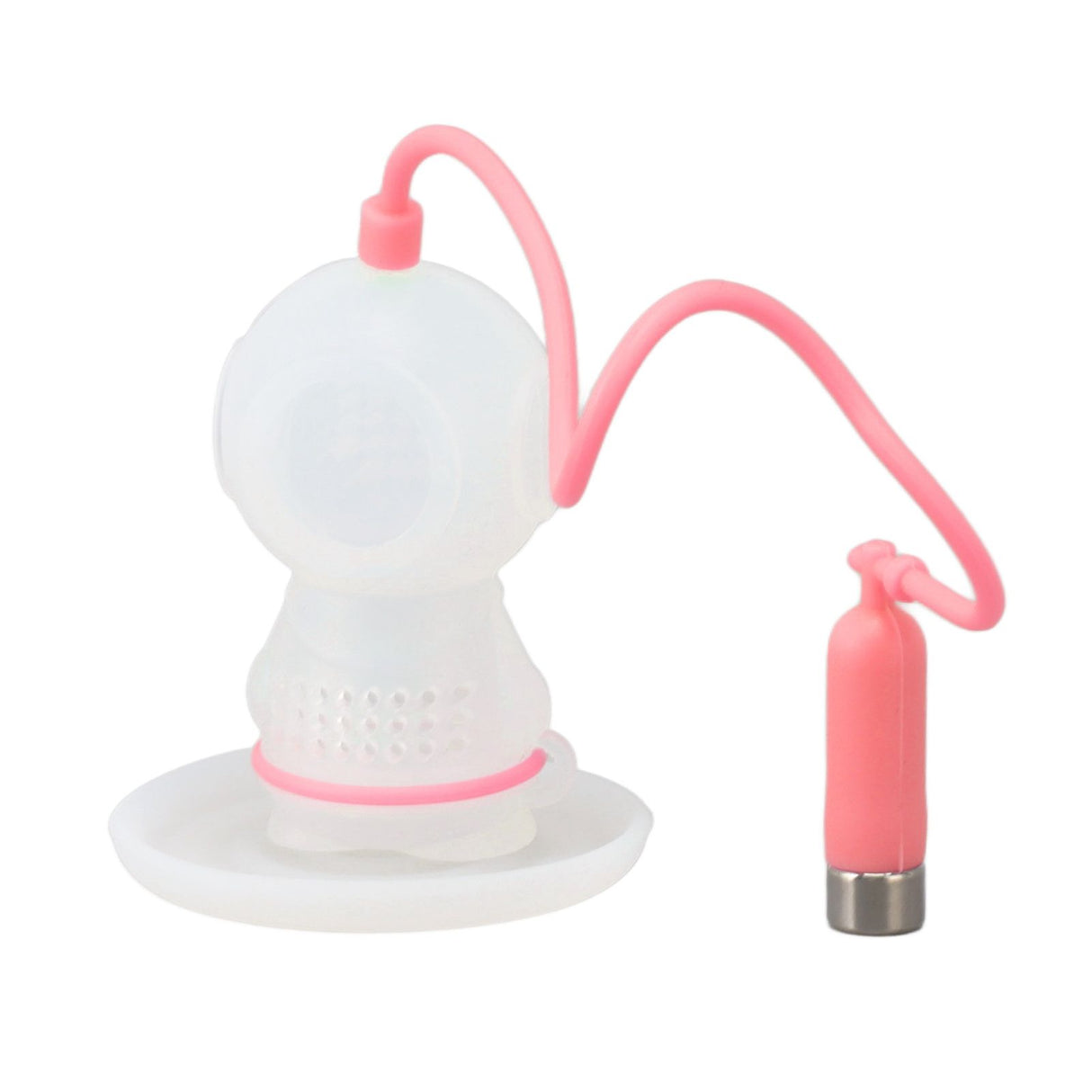 Silicone Tea Infuser Cute Diver Shape Loose Tea Leaf Filter Tea Diffuser Strainer with Chain and Drip Tray for Home Pink