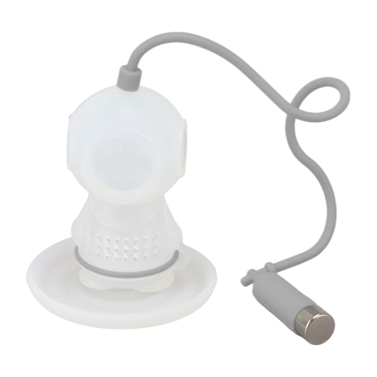 Silicone Tea Infuser Cute Diver Shape Loose Tea Leaf Filter Tea Diffuser Strainer with Chain and Drip Tray for Home Grey