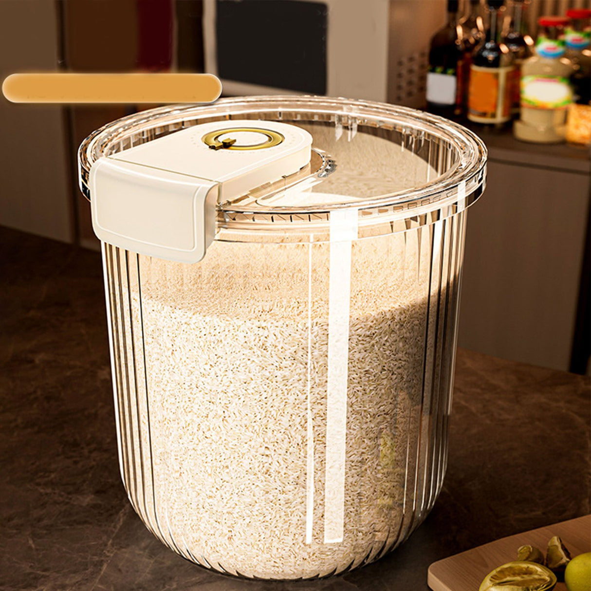 Rice Container Clear Rice Storage Bin Airtight Rice Bucket for Dry Food Grain Flour Soybean Kitchen Pantry Countertop 11kg 27.5x31x20cm / 10.8x12.2x7.9in
