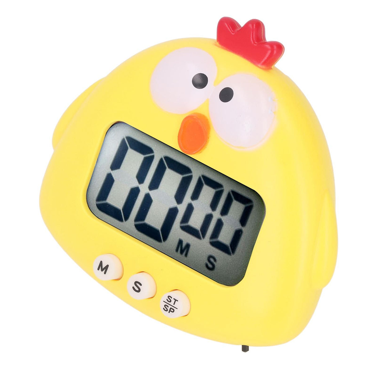 Digital Kitchen Timer Countup Countdown Cartoon Animal Sound Flash Alert Easy Operation with Stand for Cooking Teaching Yellow Chick