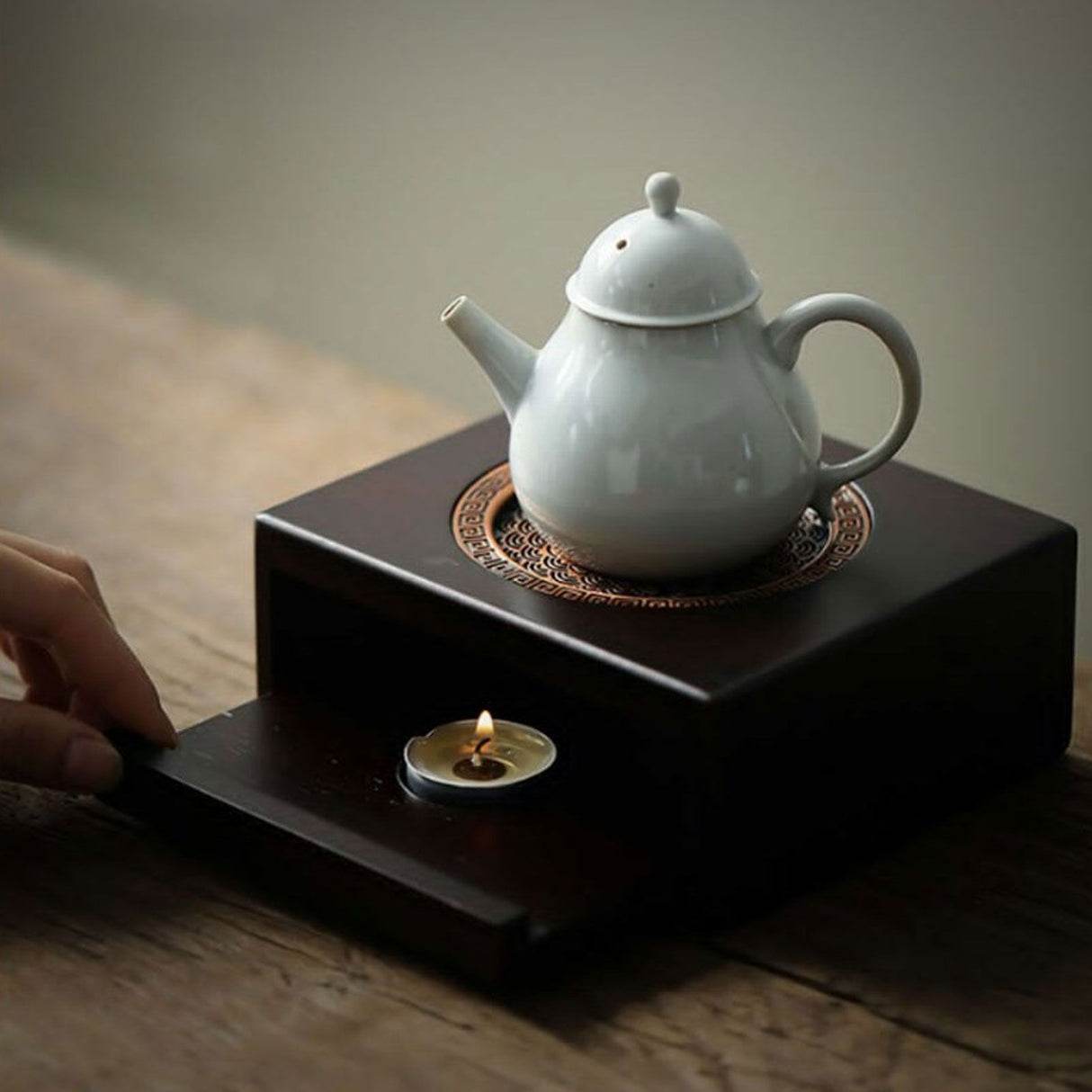 Bamboo Teapot Warmer Rapid Heating Traditional Save Energy Bamboo Tea Warmer Base for Teaware Accessories