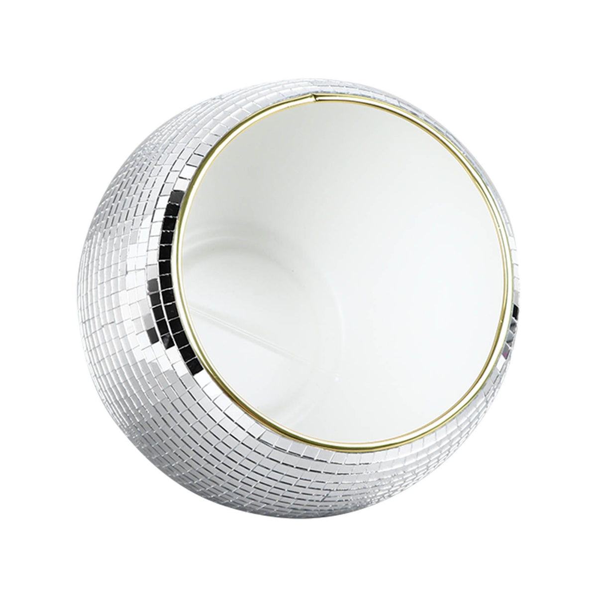 Ball Ice Bucket Plastic Beverage Tub Mirror Party Decor Bucket for Wine Cold Drinks Milky White Gold Edges